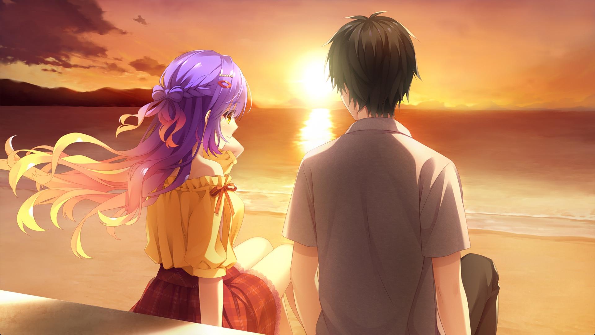 夏日狂欢海边夕阳活动场景插画